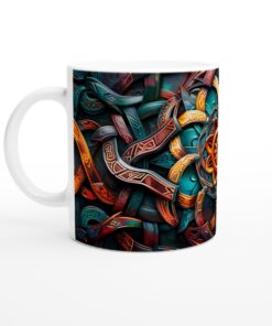 Keltisk Mystik Mugg - Vit 11oz Keramisk Mugg med Hypnotiskt Knutmönster