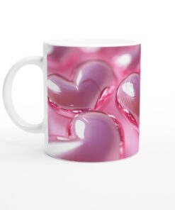 Kärleksfull Rosa Hjärta Mugg - Vit 11oz Keramisk Kaffemugg