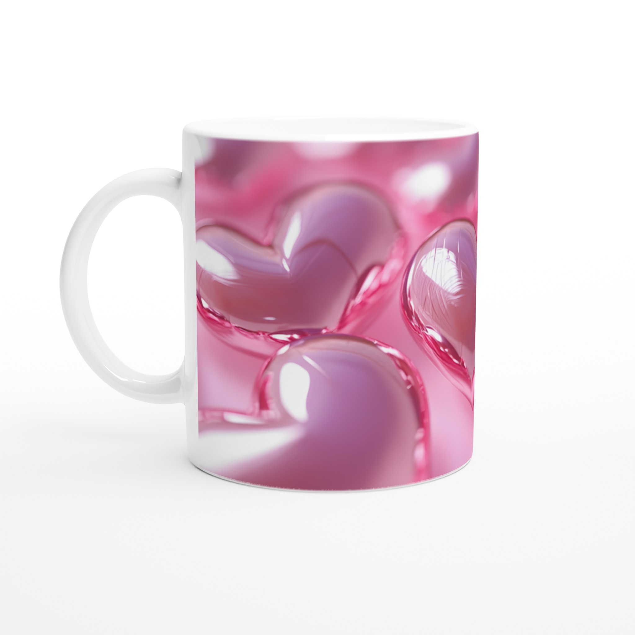Kärleksfull Rosa Hjärta Mugg - Vit 11oz Keramisk Kaffemugg