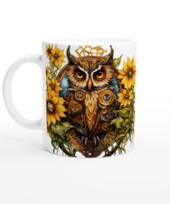 Steampunk Uggla & Solros Mugg – En Unik Keramisk Favorit