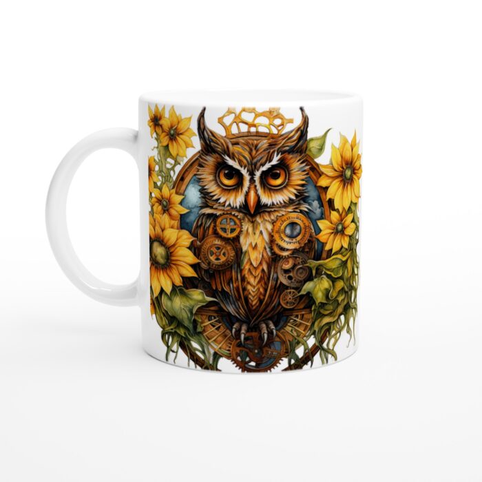 Steampunk Uggla & Solros Mugg – En Unik Keramisk Favorit