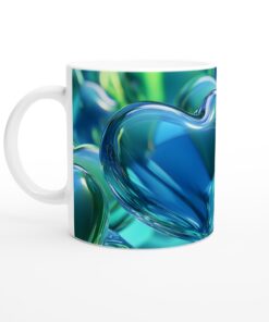 Glänsande Akvamarin Hjärtan Keramisk Mugg - 11oz Kärleksfull Design för Ditt Favoritdryck