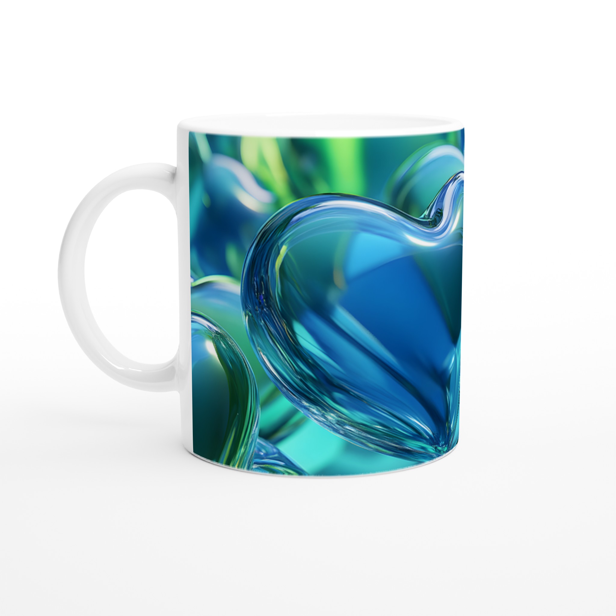 Glänsande Akvamarin Hjärtan Keramisk Mugg - 11oz Kärleksfull Design för Ditt Favoritdryck