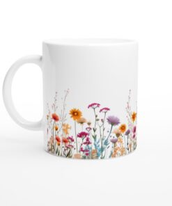 Blomstrande Keramisk Mugg – Färgglad Vildblomsteräng för dina Fikastunder