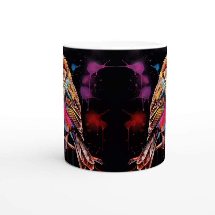 Färgsprakande Fågel Mugg – Keramisk 11oz Kaffemugg med Akvarellkonst