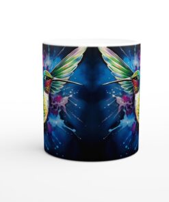 Färgsprakande Kolibri Keramisk Mugg - 11oz Vit Kaffekopp med Levande Akvarelldesign
