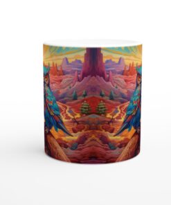 Psykedelisk Ugglemugg: Färgstark Keramikmugg 11oz – Unik Konst för Kaffeälskare
