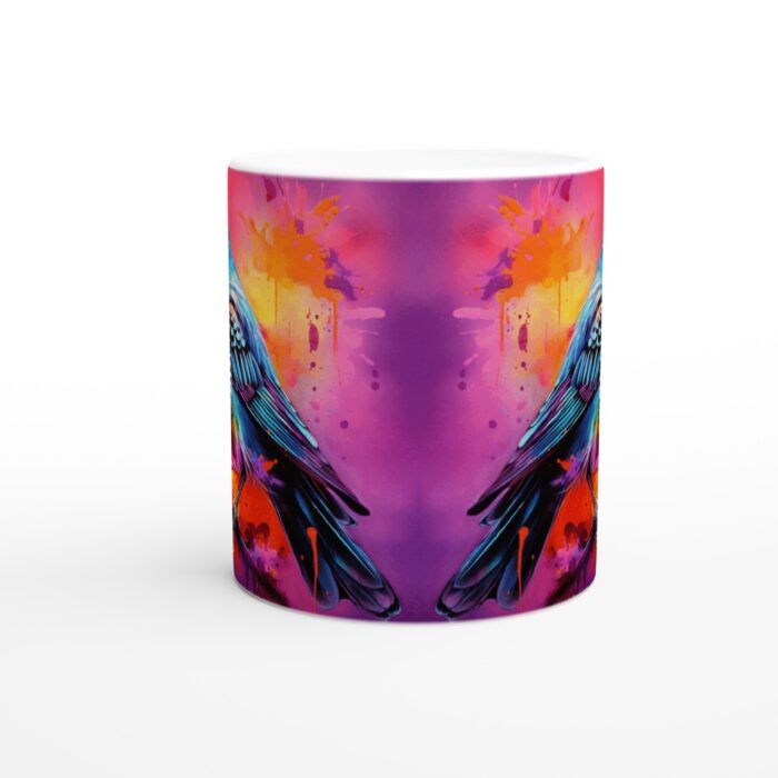 Färgglad Fågel Keramikmugg - Akvarell Splash Design, 11oz Vit Kaffekopp för Konstälskare