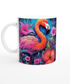 Neon Flamingo Keramisk Mugg – Tropisk Elegans för Din Kaffestund