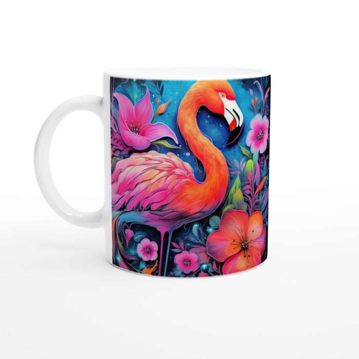 Neon Flamingo Keramisk Mugg – Tropisk Elegans för Din Kaffestund