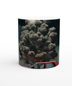 Abstrakt Mörker och Röda Berg – 11oz Keramisk Mugg för Konstälskare