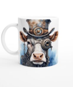 Steampunk Ko – Unik Keramisk Mugg med Fantasifull Design