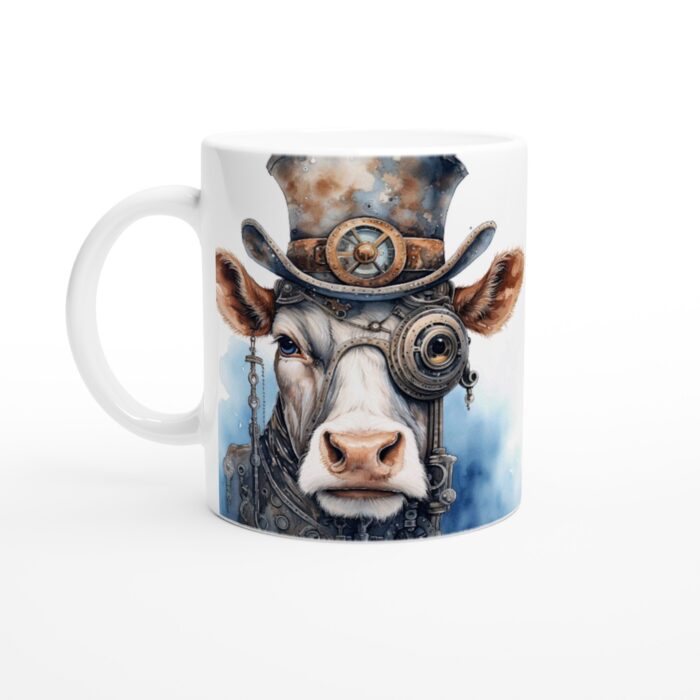 Steampunk Ko – Unik Keramisk Mugg med Fantasifull Design