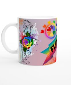 Keramisk mugg – Explosion av Färg & Glädje: En Regnbågsfärgad Blomsterdröm