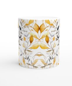 Gyllene Höstlöv Keramisk Mugg - 11oz Konstnärlig Design för Kaffe & Te