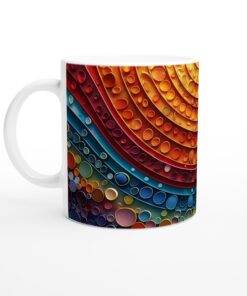 Abstrakt Regnbåge Keramisk Mugg - 11oz Konstnärlig Design med Vibrerande Cirklar