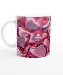 Kärleksfull Rosa Hjärtmönstrad Keramisk Mugg - Perfekt för Romantiska Stunder