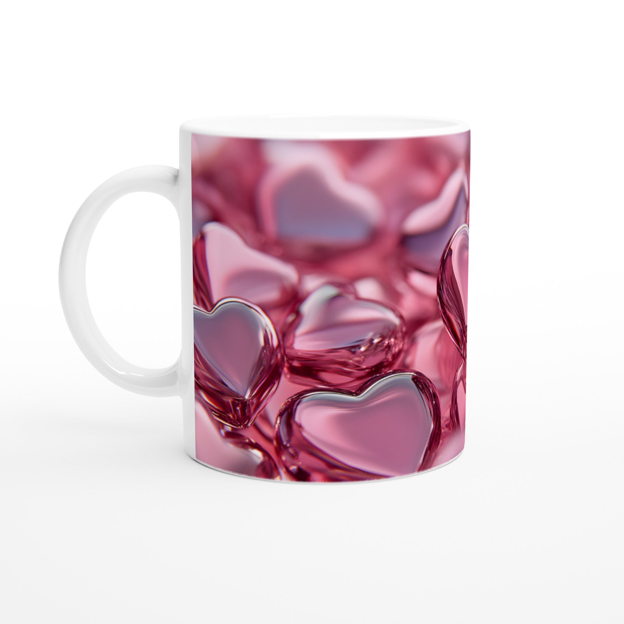 Kärleksfull Rosa Hjärtmönstrad Keramisk Mugg - Perfekt för Romantiska Stunder