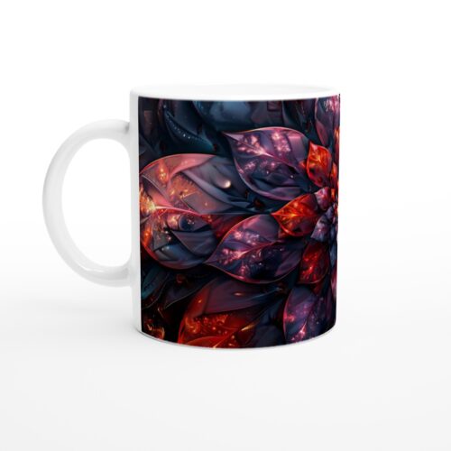 Kosmisk Blomster Keramikmugg - 11oz, Glödande Design för Kaffe & Te