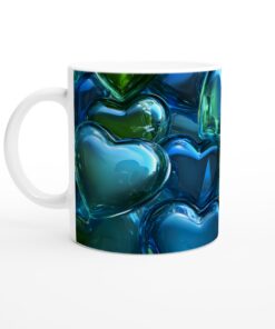 Kärlekens Nyanser: Blågröna Hjärta Keramikmugg - 11oz