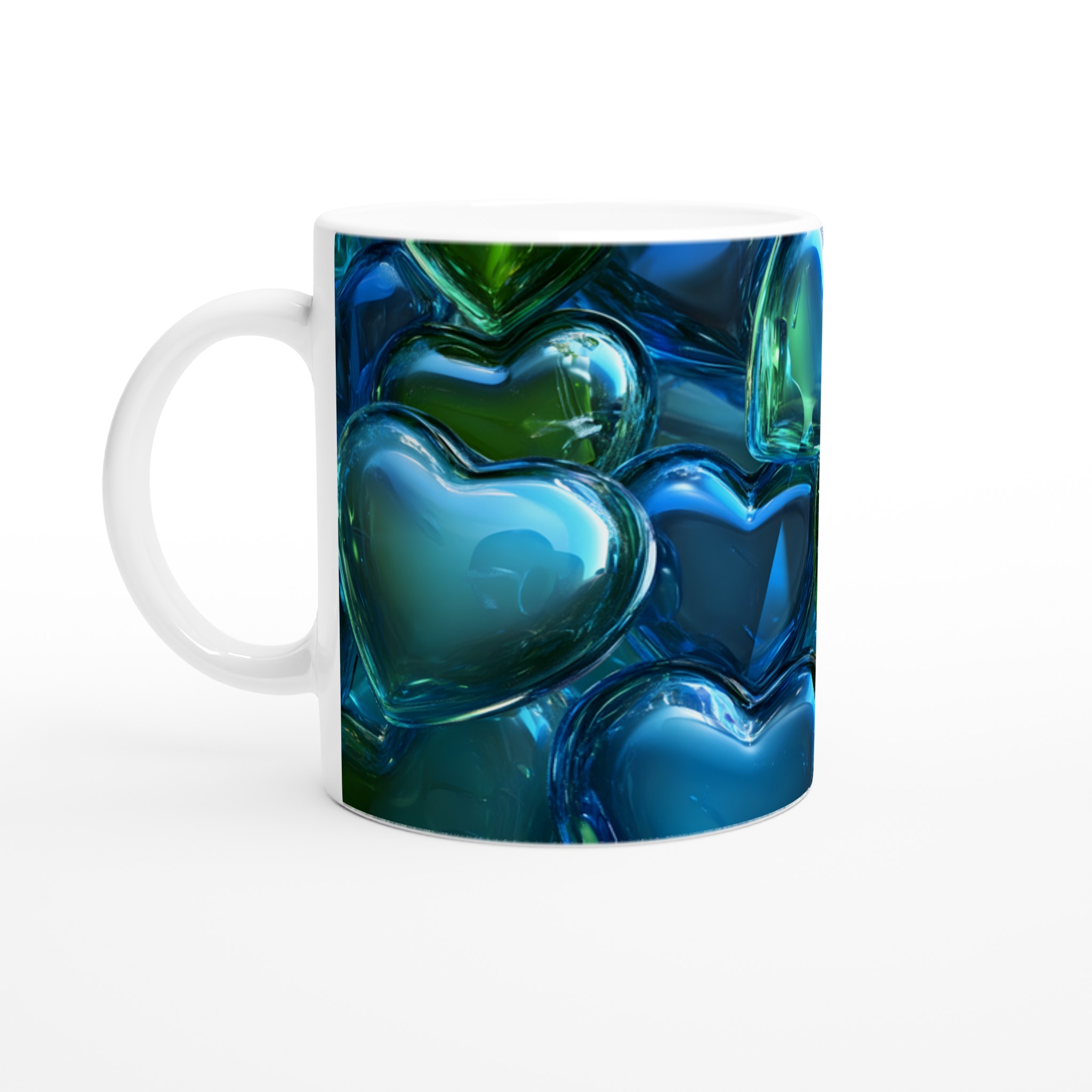 Kärlekens Nyanser: Blågröna Hjärta Keramikmugg - 11oz