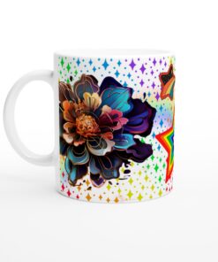 Färgexplosion: Keramisk Mugg med Vibrerande Stjärnor och Abstrakta Blommor – Din Vardagsfavorit