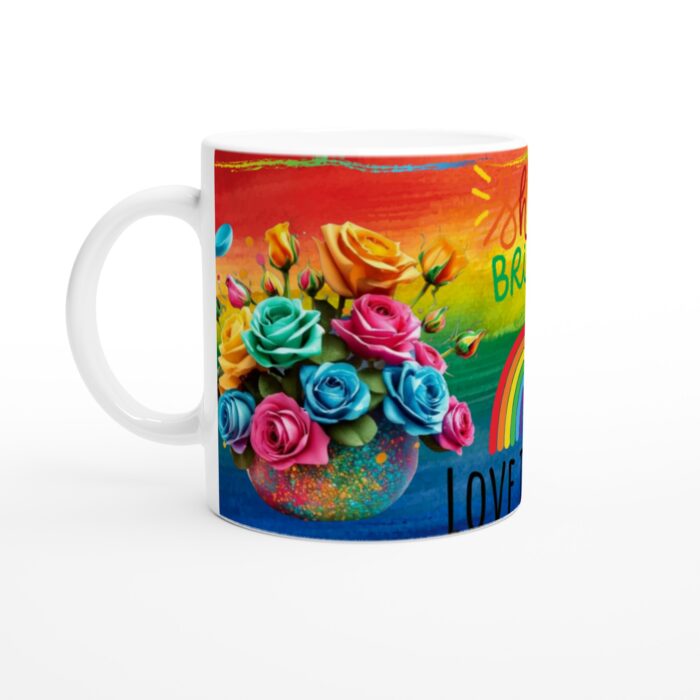 Pride 'Shine Bright' Keramisk Mugg – Färgglad Vardagsfavorit med Rosor & Regnbåge