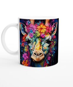 Färgglad Blomstergiraff Keramisk Mugg – Konstnärlig Favorit för Kaffe och Te