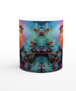 Färgglad Fågel Akvarell Keramikmugg - 11oz Vit Mugg med Levande Konstmönster