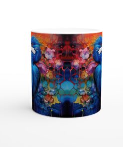 Abstrakt Heron Konst Keramikmugg - Livfull Blå Fågeldesign för Din Fika