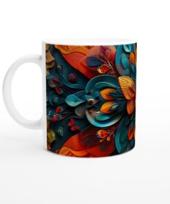 Fjärilsparadis Keramisk Mugg - 11oz Konstnärlig Design i Turkost och Orange