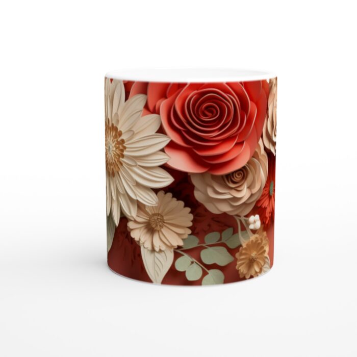 Förtrollande Blomsterdröm – 11oz Keramisk Mugg med Romantisk Papperskonst