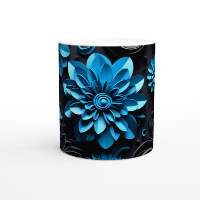 Turkos Blomsterdröm – 11oz Keramisk Mugg för Konstälskare