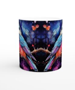 Färgsprakande Blåmes Keramikmugg - Akvarellkonst för Kaffe och Te (11 oz)