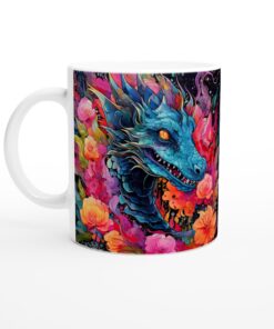 Färgsprakande Drakmugg – Keramisk Favorit med Mystisk Akvarellkonst