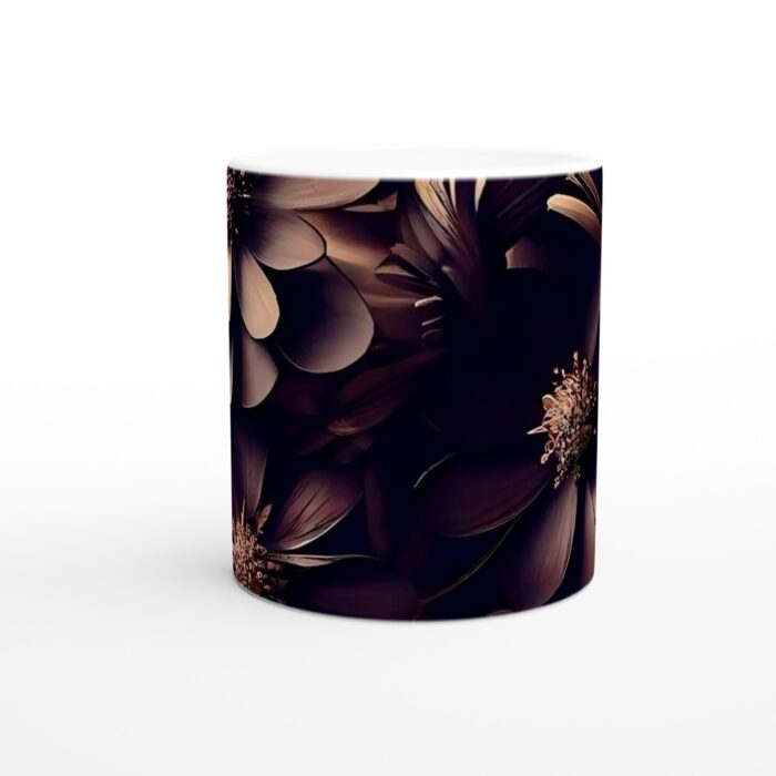 Mystisk Blomsterprakt Vit Keramisk Mugg - 11oz Elegant Design för Kaffe- & Tebruk
