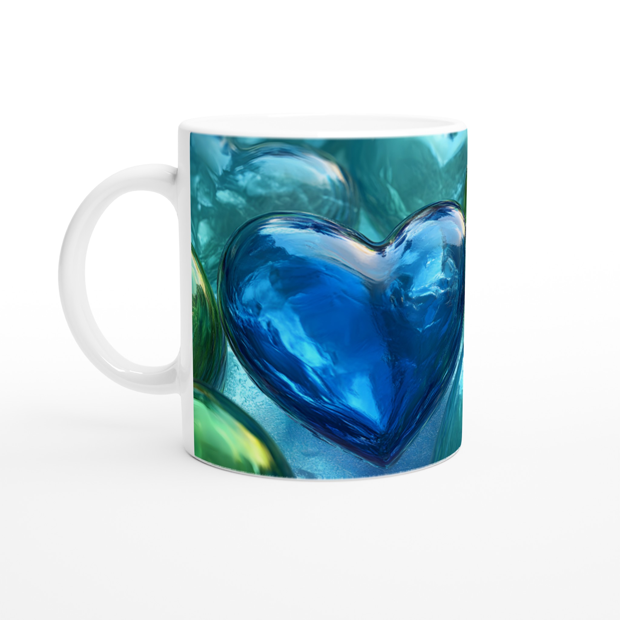 Kärlekens Nyanser: Vibrerande Blå & Grön Keramisk Mugg