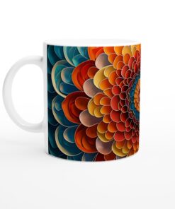 Färgexplosion Vit 11oz Keramisk Mugg - Levande Blommig Konst för Ditt Kaffe