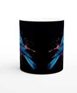 Färgsprakande Blåfågel Keramisk Mugg - 11oz Konstnärlig Kaffekopp med Levande Stänkdesign