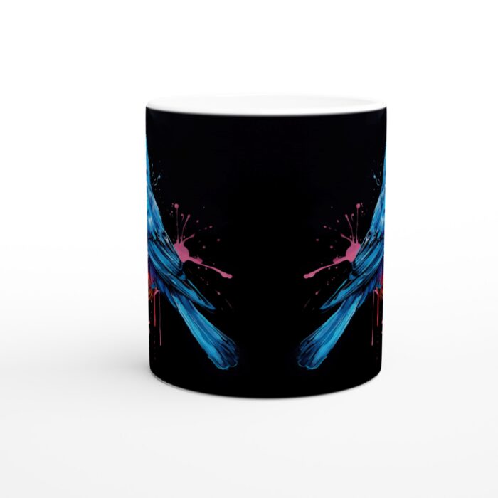 Färgsprakande Blåfågel Keramisk Mugg - 11oz Konstnärlig Kaffekopp med Levande Stänkdesign