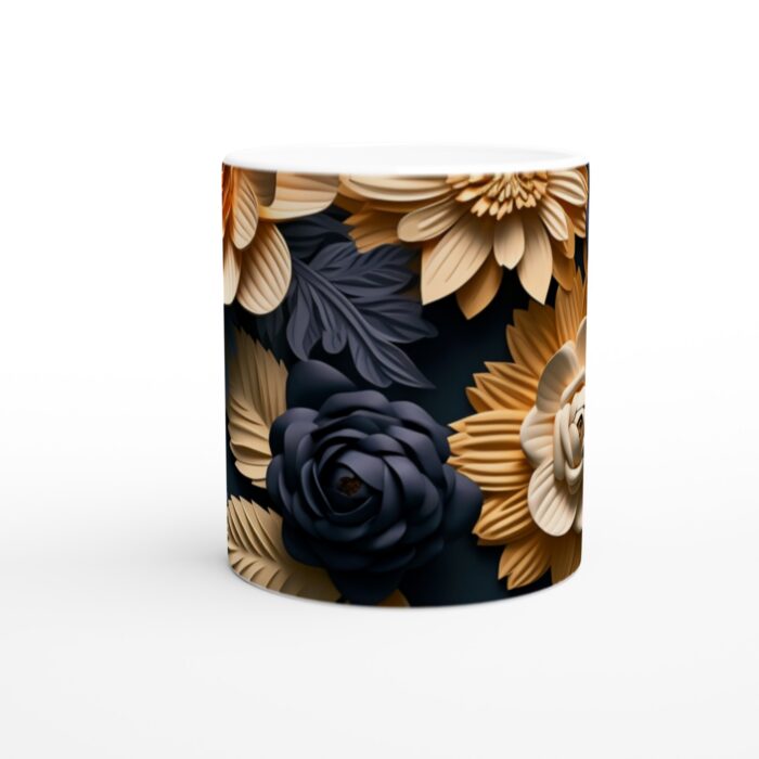 Lyxig Guld & Svart Flora Keramisk Mugg - 11oz Elegant Blomdesign för Kaffe & Te