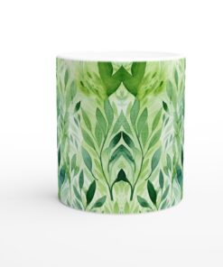 Naturlig Akvarell Löv 11oz Keramisk Mugg - Grönskande Design för Vardagsnjutning