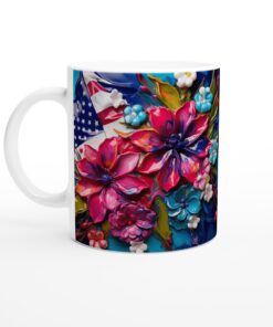 Abstrakt Blomsterprakt - Keramisk Mugg med Färgexplosion