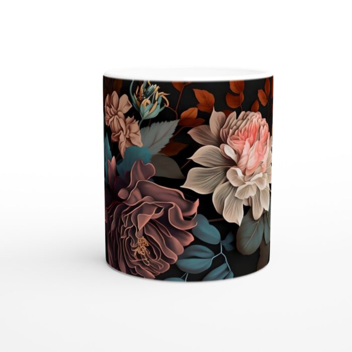 Elegant Blomstermönstrad Keramikmugg - Lyxig Kaffekopp med Exotisk Floral Design