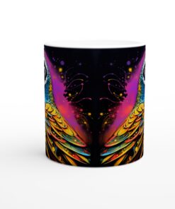 Färgsprakande Fågel Mugg – Unik Keramisk Kaffekopp med Konstnärligt Tryck