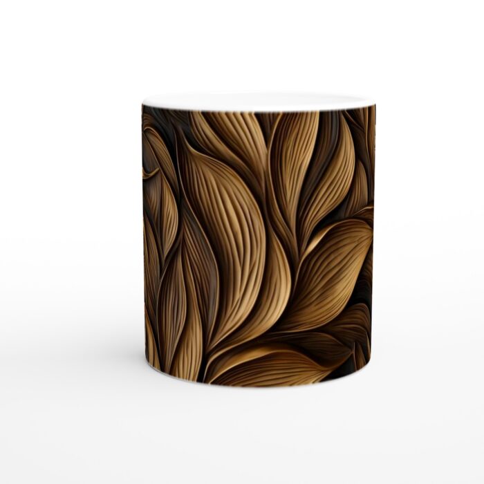 Gyllene Vågor Keramikmugg - 11oz Vit Kaffekopp med Exklusiv Design