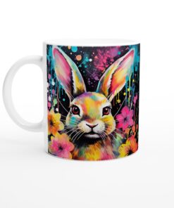Färgsprakande Kanin Keramisk Mugg – Konstnärlig Vardagsfavorit