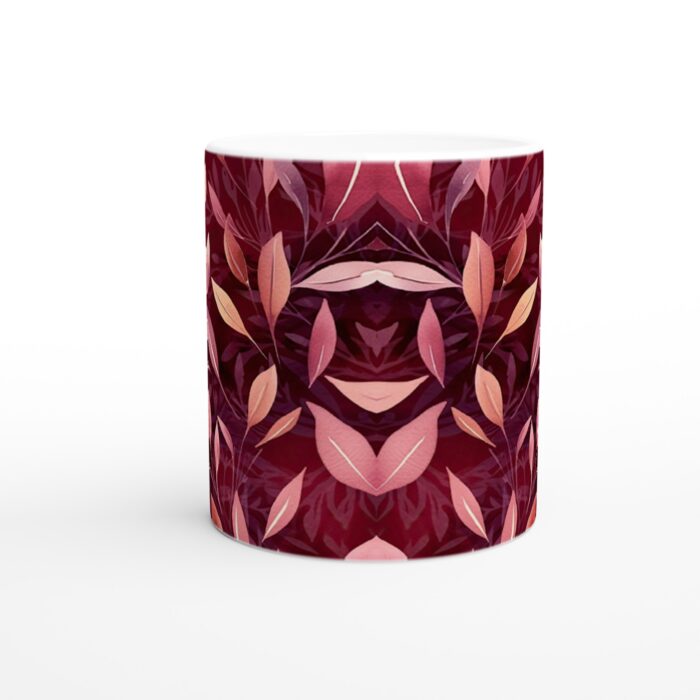 Mugg "Höstlöv": Keramisk Mugg 11oz med Varmt, Roséfärgat Bladmönster – Perfekt Present eller Vardagsfavorit