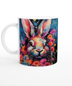 Färgsprakande Kanin Keramisk Mugg – Konstnärlig Vardagsfavorit med Levande Färger