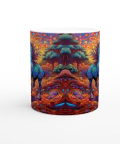 Psykedelisk Hästkeramikmugg – Livfull Konst för Kaffeälskare, 11 oz